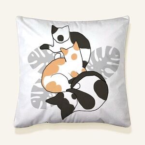 Cat Plant Print Design Accent Pillow Cover